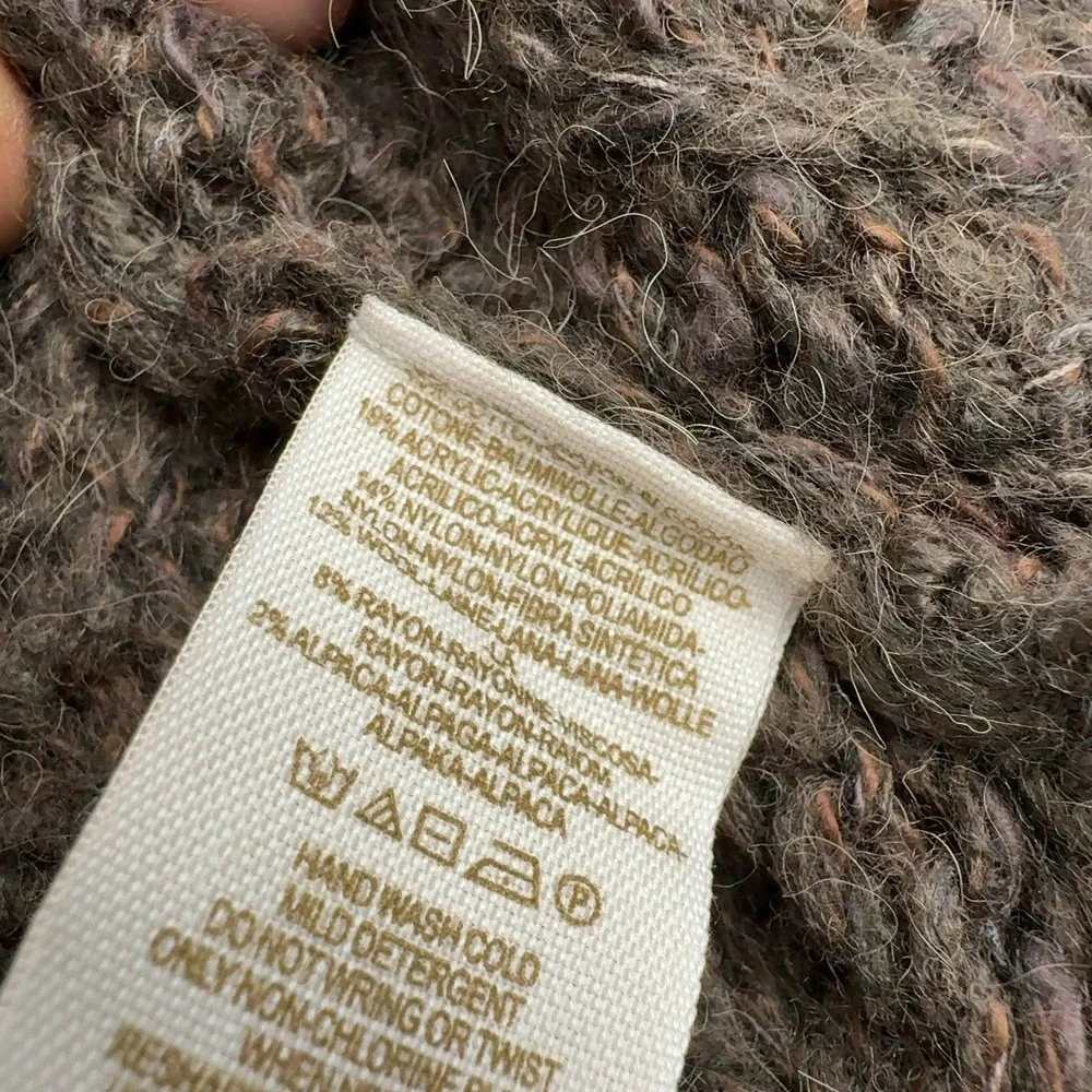 Free People Sweater Womens M Brown Cotton Blend Cable Knit V Neck‎ Boho Style